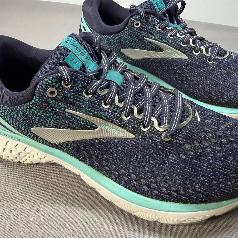 Brooks Ghost 11 Running Shoes Women’s US 9 Wide D Navy Teal Athletic Walking